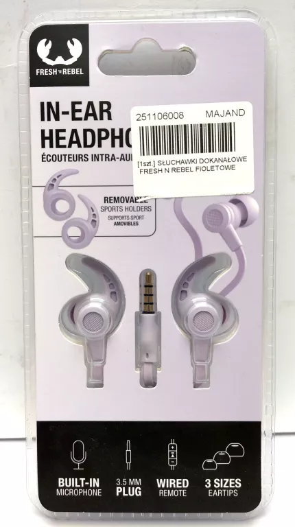 SŁUCHAWKI DOKANAŁOWE FRESH N REBEL FIOLETOWE