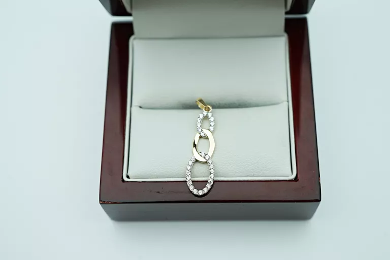 ZŁOTA ZAWIESZKA ZYRKONIAMI  585 1,26G 3CM