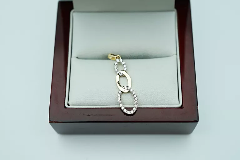 ZŁOTA ZAWIESZKA ZYRKONIAMI  585 1,26G 3CM