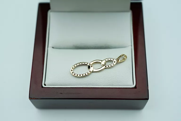 ZŁOTA ZAWIESZKA ZYRKONIAMI  585 1,26G 3CM