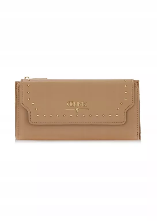 OCHNIK DUŻY BEŻOWY PORTFEL DAMSKI Z DŻETAMI POREC-0378-82