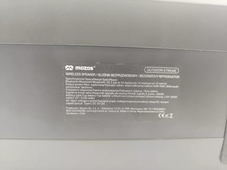 GŁOŚNIK PRZENOSNY MOZOS XTREME