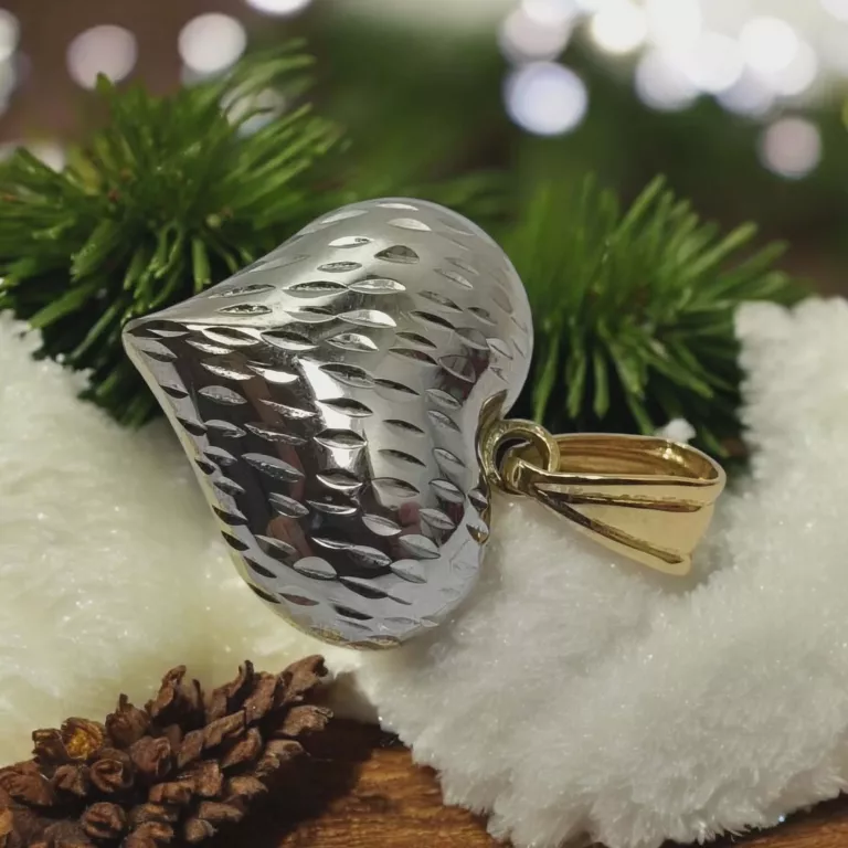 ELEGANCKA ZŁOTA ZAWIESZKA SERCE 585  DWUKOLOROWA  PRÓBA 585 WAGA 0,92 G