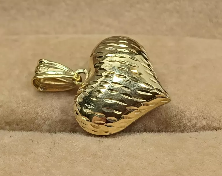 ELEGANCKA ZŁOTA ZAWIESZKA SERCE 585  DWUKOLOROWA  PRÓBA 585 WAGA 0,92 G