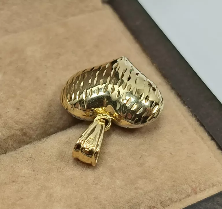 ELEGANCKA ZŁOTA ZAWIESZKA SERCE 585  DWUKOLOROWA  PRÓBA 585 WAGA 0,92 G