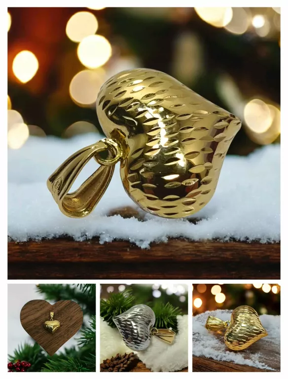 ELEGANCKA ZŁOTA ZAWIESZKA SERCE 585  DWUKOLOROWA  PRÓBA 585 WAGA 0,92 G