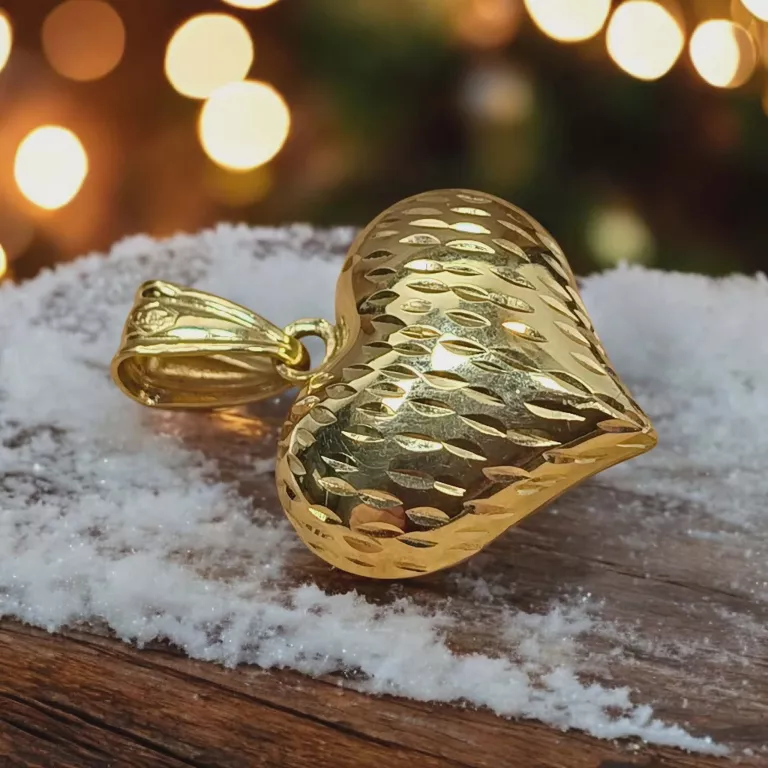 ELEGANCKA ZŁOTA ZAWIESZKA SERCE 585  DWUKOLOROWA  PRÓBA 585 WAGA 0,92 G