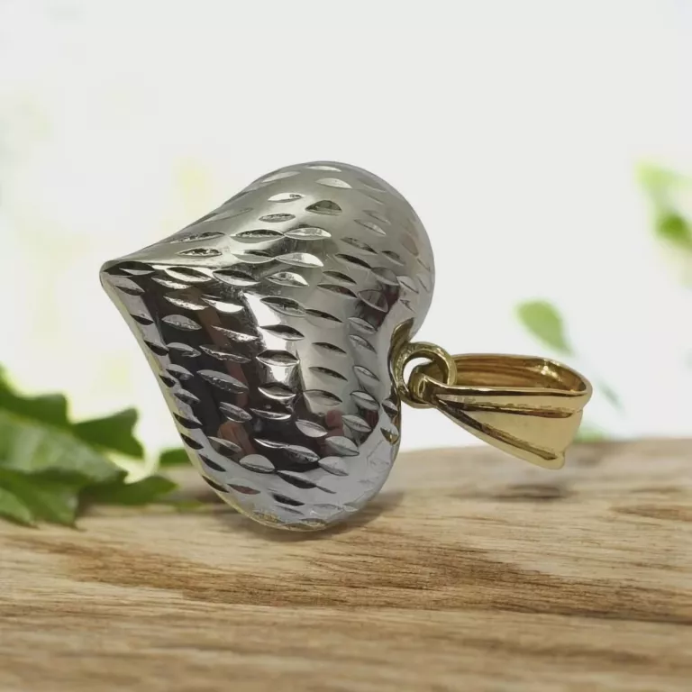 ELEGANCKA ZŁOTA ZAWIESZKA SERCE 585  DWUKOLOROWA  PRÓBA 585 WAGA 0,92 G