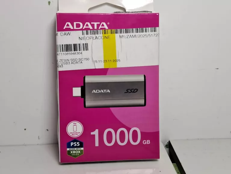 DYSK ZEWNĘTRZNY SSD 1TB ADATA SC750 / STAN IDEALNY !