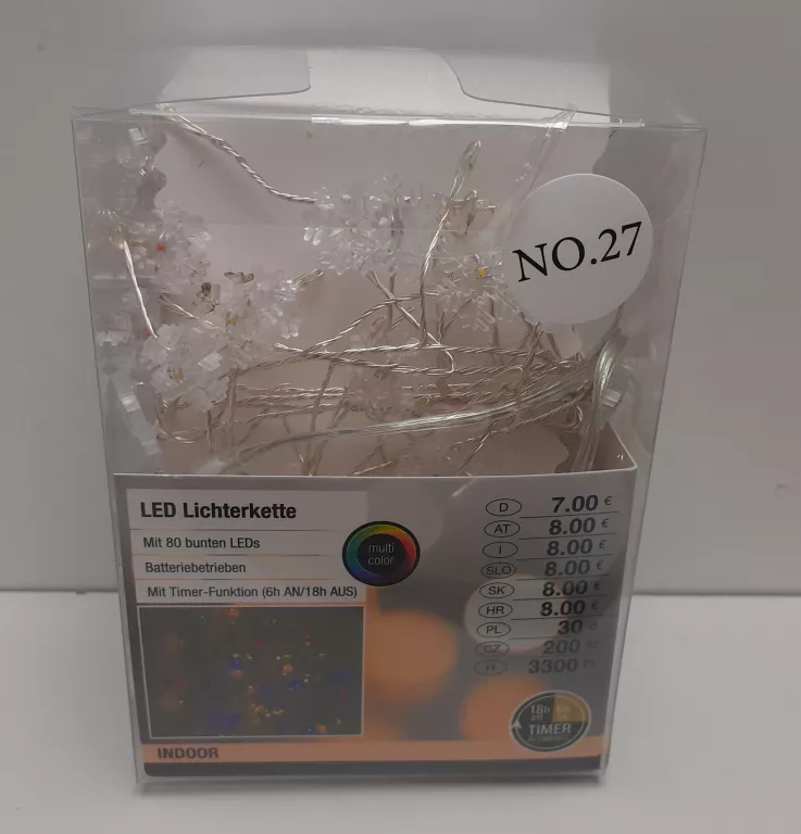 LAMPKI LED 80 SZT ŚNIEŻYNKI  KOLOROWE