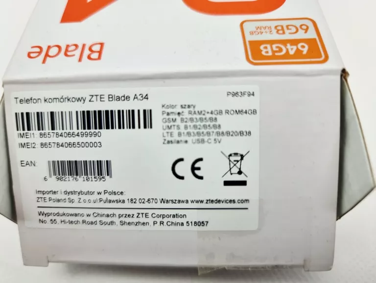 ZTE BLADE 34 4/64 GB DUAL SIM