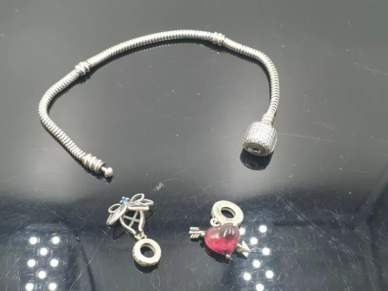 BRANSOLETKA MODUŁOWA TYPU PANDORA ZE SPLOTEM WĘŻYKOWYM I ZAPIĘCIEM WYSADZA