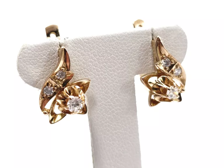 ZŁOTE KOLCZYKI BIGIEL ANGIELSKI Z CYRKONIĄ 585 3,79G