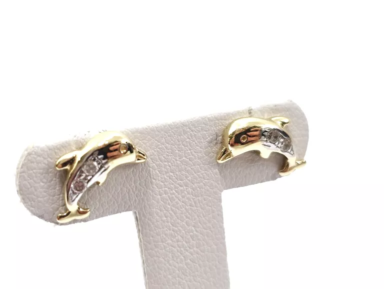 ZŁOTE KOLCZYKI DELFINY SZTYFT 585 1,47G