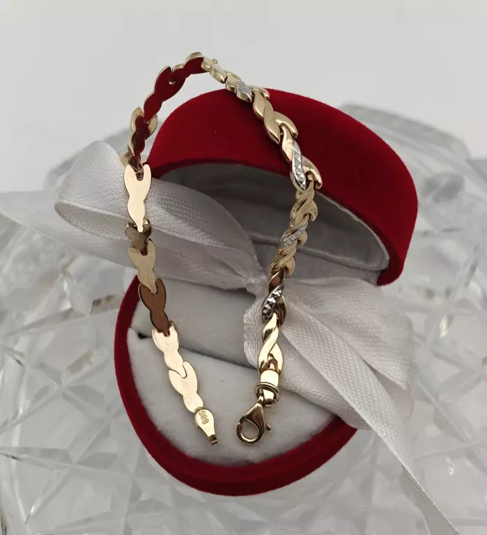 segmentowa-zlota-bransoletka-listki-dwa-kolory-585-519g-19c5cm-stan-11323-2