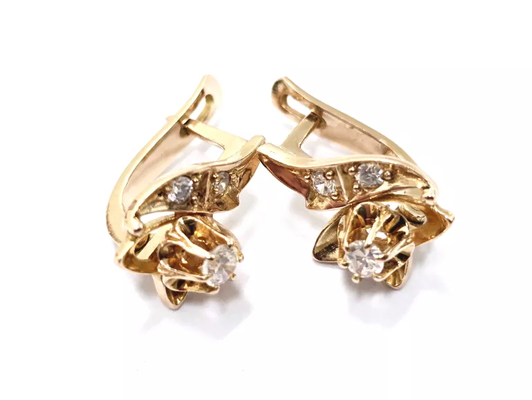 ZŁOTE KOLCZYKI BIGIEL ANGIELSKI Z CYRKONIĄ 585 3,79G