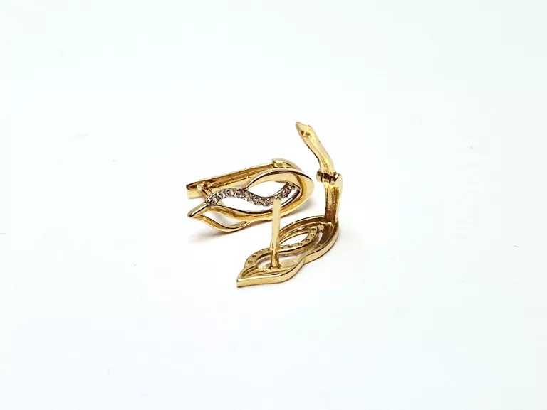 PRZEPIĘKNE ZŁOTE KOLCZYKI ANGLIK Z CYRKONIĄ [585 2,13G]