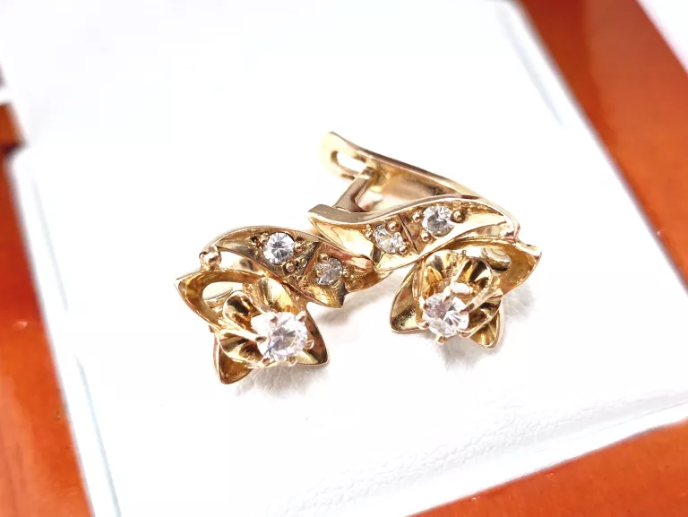 ZŁOTE KOLCZYKI BIGIEL ANGIELSKI Z CYRKONIĄ 585 3,79G