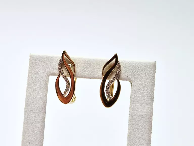 PRZEPIĘKNE ZŁOTE KOLCZYKI ANGLIK Z CYRKONIĄ [585 2,13G]