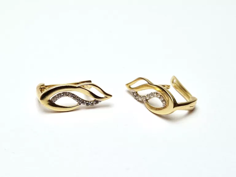 PRZEPIĘKNE ZŁOTE KOLCZYKI ANGLIK Z CYRKONIĄ [585 2,13G]