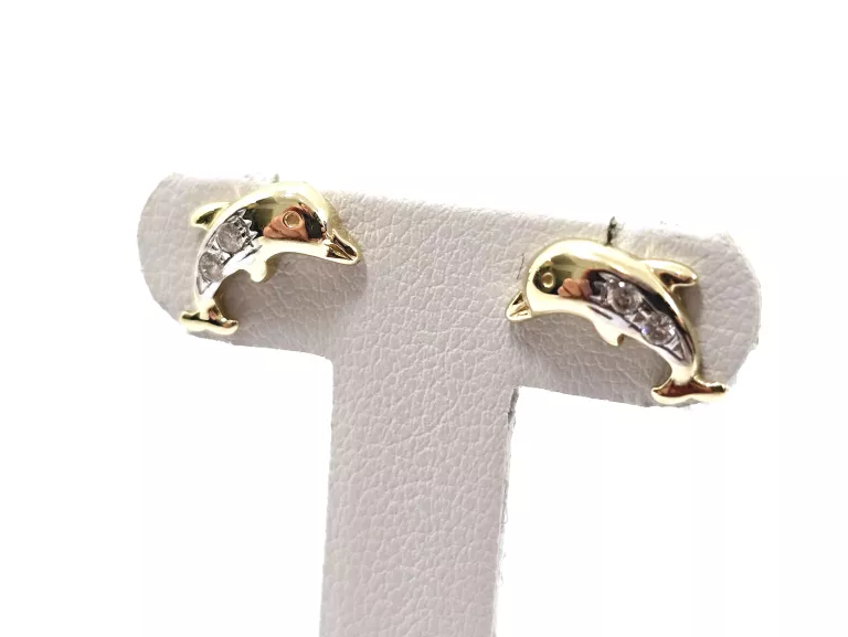 ZŁOTE KOLCZYKI DELFINY SZTYFT 585 1,47G