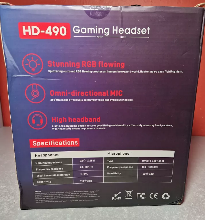 SŁUCHAWKI GAMINGOWE IMICE HD-490 LED RGB