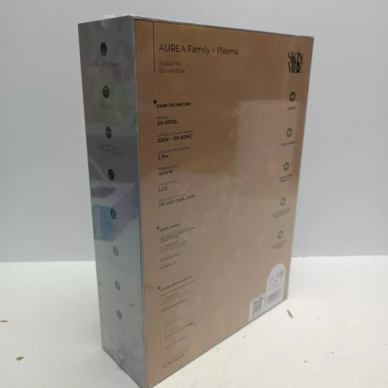 SUSZARKA DO WŁOSÓW SKINVIBE AUREA FAMILY X PLASMA SV-001SL SREBRNY 1600W