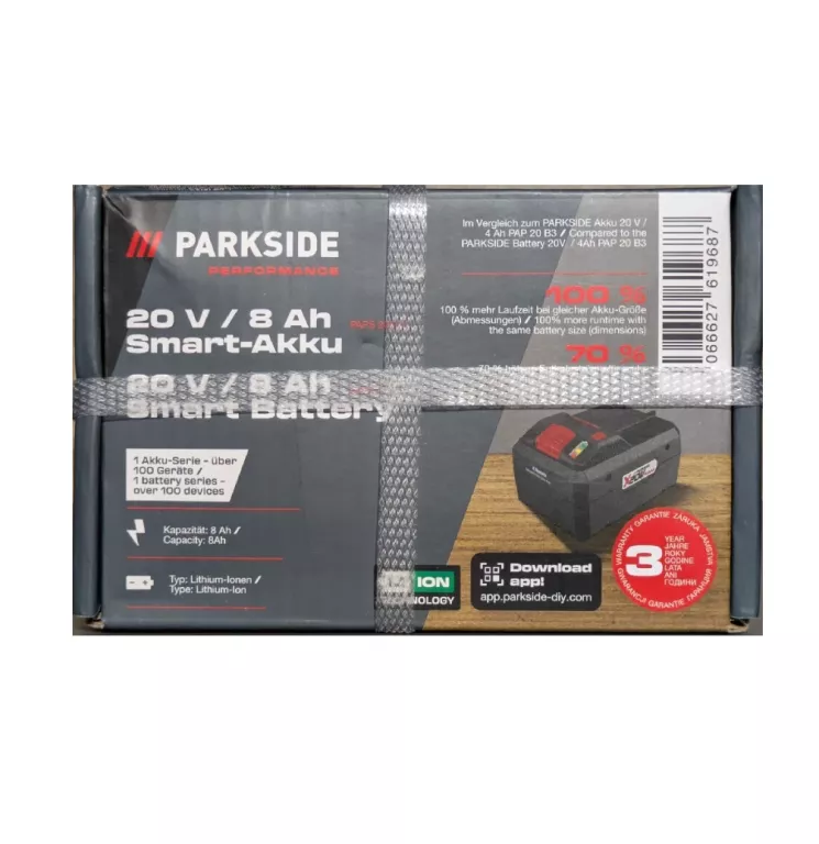 AKUMULATOR BATERIA SMART 8AH 20V PARKSIDE PERFORMANCE PAPS BLUETOOTH