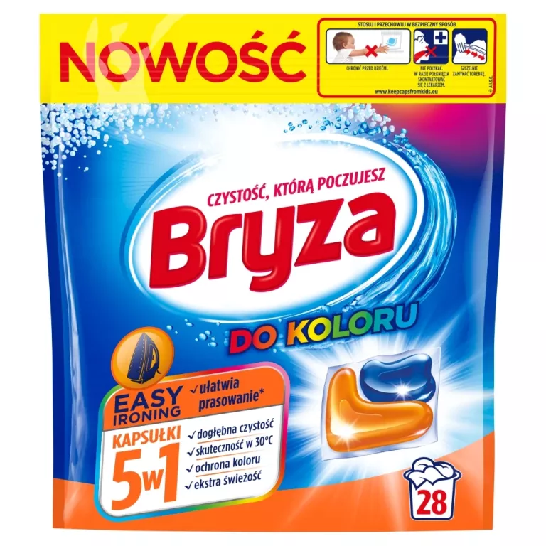 BRYZA 5W1 EASY IRONING COLOR 28 SZT. – KAPSUŁKI DO PRANIA KOLOROWYCH UBRAŃ