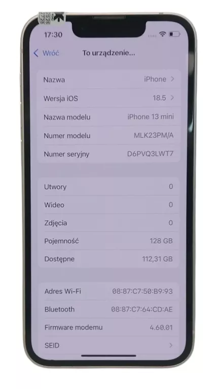 TELEFON IPHONE 13 MINI 128GB 83 %