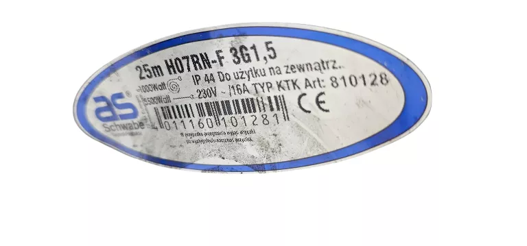 AS SCHWABE PRZEDŁUŻACZ BĘBNOWY 25 M H07RN-F 3G2.5 NEOPREN IP44