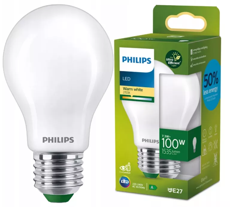 ŻARÓWKA LED E27 A60 7.3W 100W 1535LM 210LM/W 2700K CIEPŁA  8720169188013
