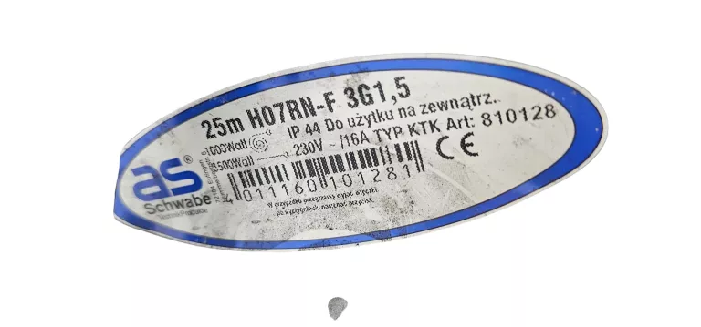 AS SCHWABE PRZEDŁUŻACZ BĘBNOWY 25 M H07RN-F 3G2.5 NEOPREN IP44