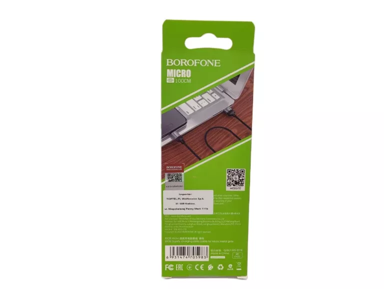 BOROFONE KABEL BX28 DIGNITY - USB NA MICRO USB - 2,4A 1 METR SZARY