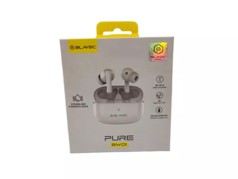 BLAVEC SŁUCHAWKI BLUETOOTH TWS BW-01 PURE (BW01-W) BIAŁE