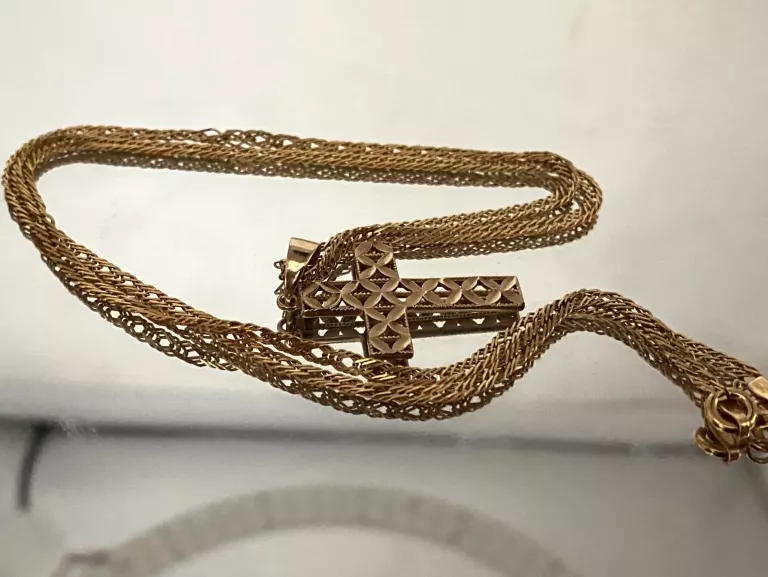 WYRÓB JUBILERSKI UŻYWANY ŁAŃCUSZEK Z KRZYŻEM 585/4,20G