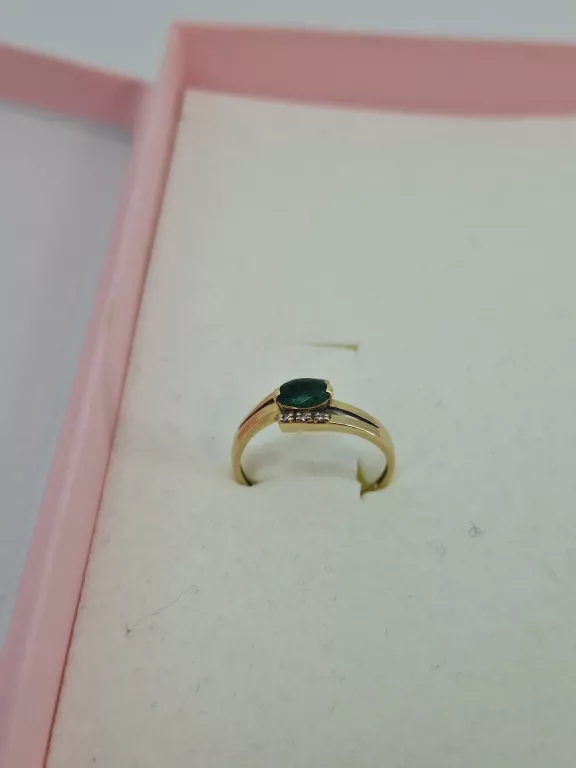 ZŁOTY PIERŚCIONEK Z ZIELONYM OCZKIEM PR 585 W.1,73G R.13