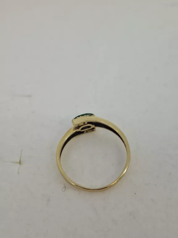 ZŁOTY PIERŚCIONEK Z ZIELONYM OCZKIEM PR 585 W.1,73G R.13