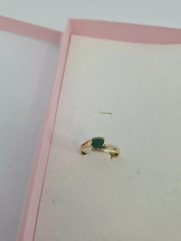 ZŁOTY PIERŚCIONEK Z ZIELONYM OCZKIEM PR 585 W.1,73G R.13