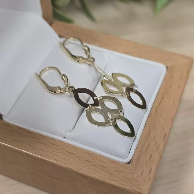 ŚLICZNE ZŁOTE KOLCZYKI PR.585 1,91GR. 4,1CM DŁ,