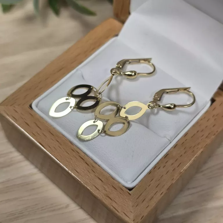 ŚLICZNE ZŁOTE KOLCZYKI PR.585 1,91GR. 4,1CM DŁ,