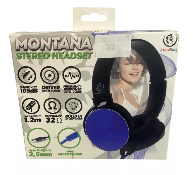 REBELTEC SŁUCHAWKI PRZEWODOWE MONTANA Z MIKROFONEM