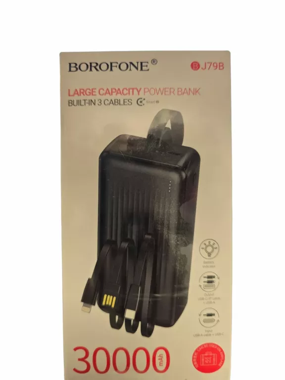 BOROFONE POWER BANK 30000MAH BJ79B CLEVER - USB - Z KABLAMI TYP C I