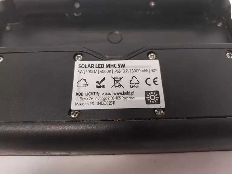LAMPA SOLARNA LED NAŚWIETLACZ HALOGEN CZUJNIK RUCHU 5W 4000K CZARNA KOBI