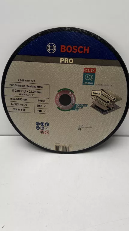 TARCZA KORUNDOWA 230/1,9MM DO CIĘCIA METALU I STALI NIERDZEWNEJ BOSCH PRO