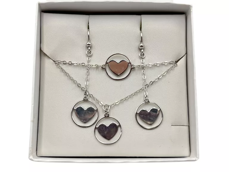 DELIKATNY SREBNY KOMPLET SERDUSZSKA SREBRO 925 WG:5,6G, P:925