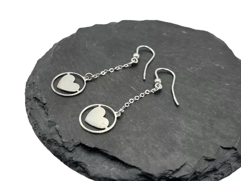 DELIKATNY SREBNY KOMPLET SERDUSZSKA SREBRO 925 WG:5,6G, P:925