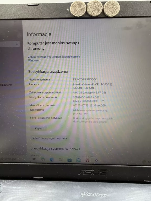 LAPTOP ASUS VIVOBOOK MAX F541N W10 INTEL CELERON 1,10GZ 4GB RAM