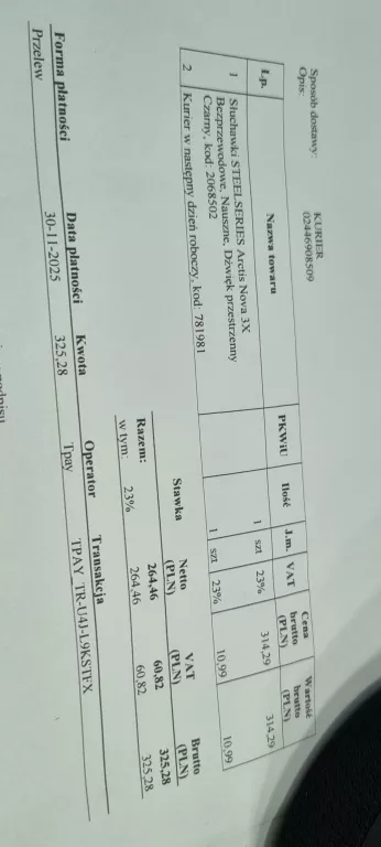 SŁUCHAWKI STEELSERIES ARCTIS NOVA 3X WIRELESS GAMING CZARNE BEZPRZEWODOWE