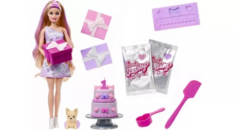 MATTEL BARBIE PARTY UNBOXED LALKA Z SERII: URODZINY + PIES CHIHUAHUA ZA606